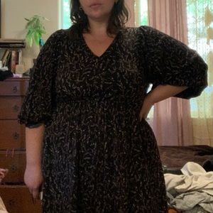 Ava & Viv fitted bodice dress with 3/4 length balloon sleeve.